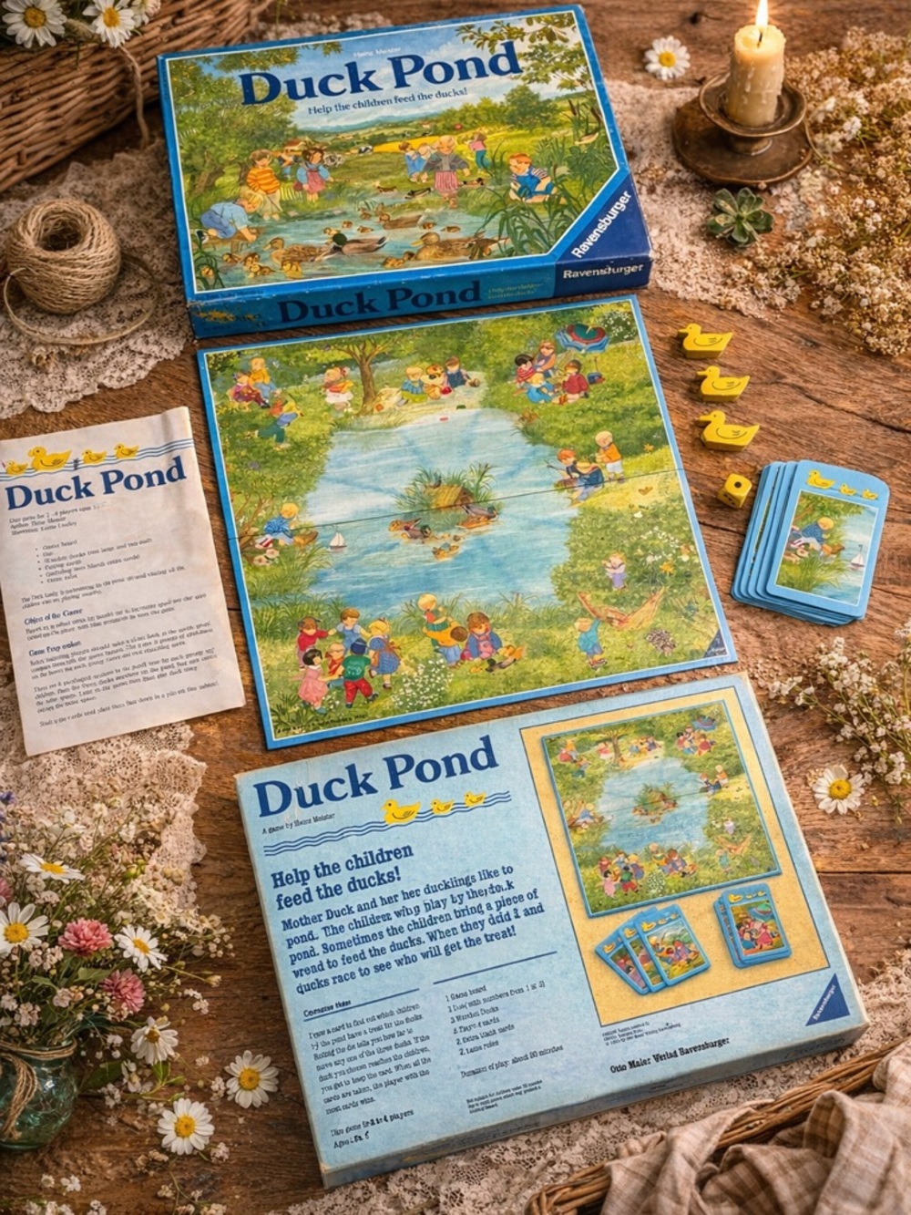 Vintage 1991 Duck Pond Board Game Ravensburger Complete Cottagecore